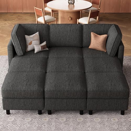 Belffin 84.3" 9 Seats Sleeper Sofa Modular Sectional Sofa Washable Sectional Couches for Living Room Comfy Couches with Storage Seat Couch Sofas with Chaise,Dark Grey - Image 7
