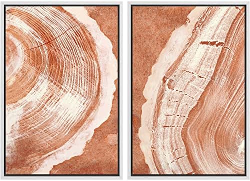 SIGNWIN Framed Canvas Print Wall Art Set Orange Closeup Wood Tree Ring Details Nature Wilderness Illustrations Modern Art Rustic Colorful Ultra for Living Room, Bedroom, Office - 16"" x24 x2 White by SIGNWIN