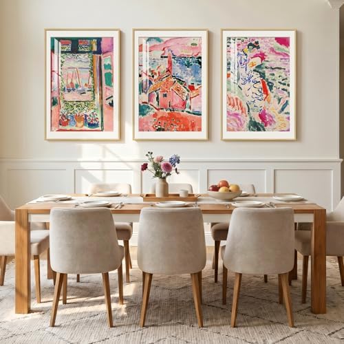 Large Framed Matisse Colorful Canvas Wall Art for Living Room, 3 Piece - Image 3