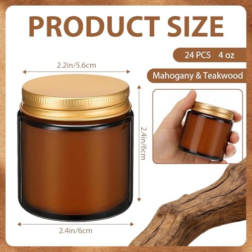24 Pcs 4 Oz Mini Soy Wax Candles, Mahogany & Teakwood Scented Aromatherapy Candles Bulk Set, Stress Relief Relaxation Candle, Ideal for Wedding Birthday Party Favors, Gifts and Home Decor - Image 2