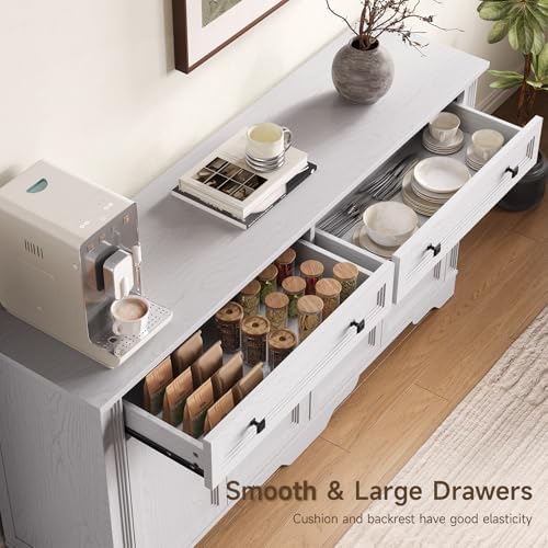 ONBRILL 63" Sideboard Buffet Cabinet, Large Credenza with Drawers White - Image 2