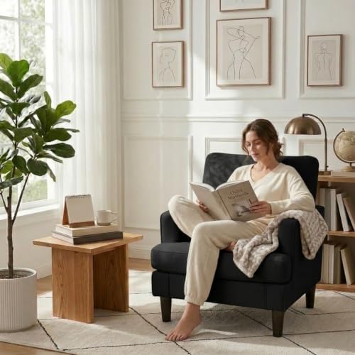 Kromax Accent Chair for Living Room Set of 2, Modern Reading Chair, Black - Image 3