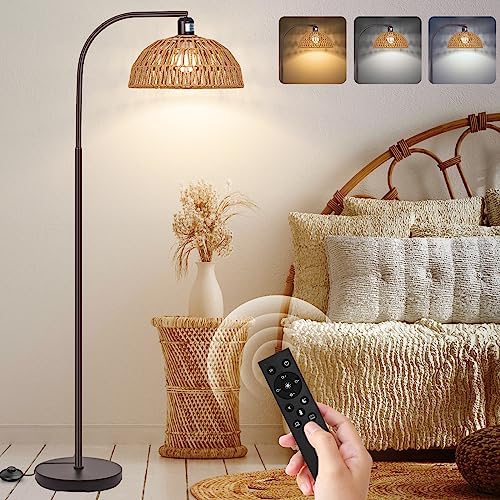 Brilvibera Boho Floor Lamp with Remote and Dimmable Bulb by Brilvibera