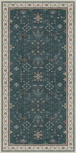 Dark Green Oushak 3x6 Kitchen Rug - Modern Vintage Boho Floral Moody, Washable Low Pile Non-Slip Area Rugs for Large Entryway, Door Mat Indoor Entrance, Kitchen, Bedroom Beside Bed - Image 2