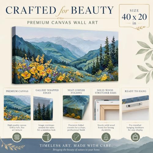 Anolyfi Mountain Landscape Canvas Wall Artfor Bedroom 40"x20" - Image 4