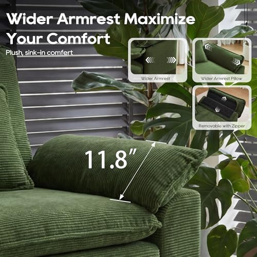 URRED Oversized Modular Sectional Sofa，Solid Green：157" U Shaped - Image 6