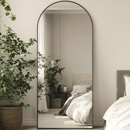 71"x28" Arched Full Length Mirror, Standing Floor Mirror, Black - Image 3