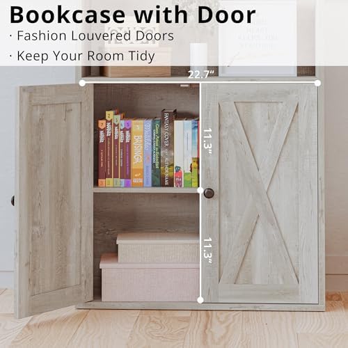IRONCK Industrial Bookshelves and Bookcases with Doors Floor Standing 6 Shelf Display Storage Shelves 70 in Tall Bookcase for Home Office, Living Room - Image 6