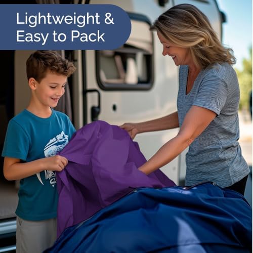 Short Queen Size 4 Piece Bed Sheet Set - RV Short Queen Sheets - Purple - Image 5