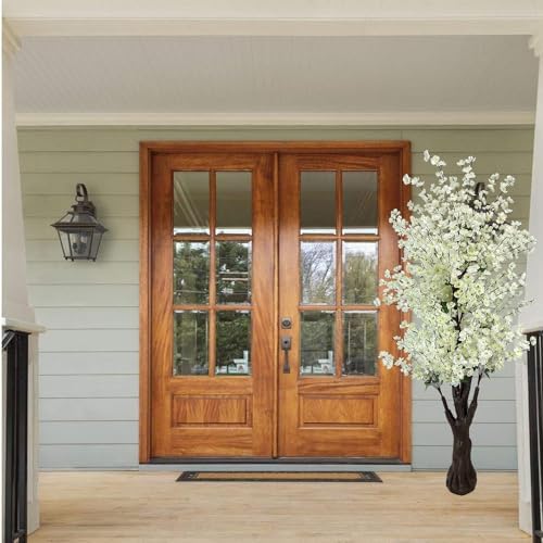 Cherry Blossom Tree 6.5Ft,Faux Peach Blossom Tree White Artificial Cherry Blossom Tree for Wedding Office Home Living Room House Outdoor Indoor Decor White - Image 6