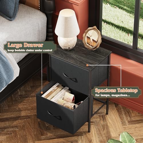 WLIVE Nightstand Set of 2, 2 Drawer Dresser for Bedroom, Small Dresser with 2 Drawers, Bedside Furniture, Night Stand, End Table with Fabric Bins for Bedroom, Dorm, Charcoal Black - Image 5