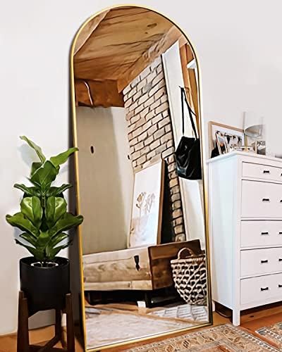 ITSRG Full Length Mirror with Stand, 34"x76" Floor Mirror Freestanding, Arched Wall Mirror, Oversized Mirror, Gold Arch Mirror, Wall Mounted Mirror for Bedroom(Gold) - Image 2