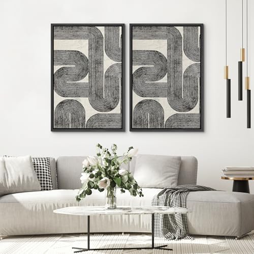 SIGNWIN Framed Wall Art Print Set Black and White Geometric Line Abstract Photography Modern Art Rustic Relax/Calm Multicolor for Living Room, Bedroom, Office - 24"" x36 x2 BLACK - Image 4