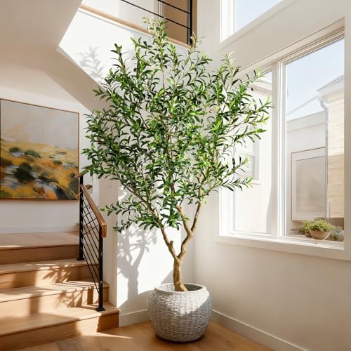 Erimda 8FT Faux Olive Tree with Tall Exquisite Planter Artificial Olive Tree Tall, Potted Fake Olive Plant with 2070 Real Touch Leaves, Indoor Outdoor Home Garden Office Decor - Image 6