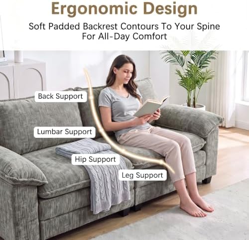 Homall 79.3" Loveseat Sofa, Cloud Sofa Couch, Deep Seat, Light Grey - Image 4