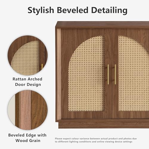 FORTUNETEC 63.8" Sideboard Buffet Cabinet with Storage, Natural Walnut - Image 4