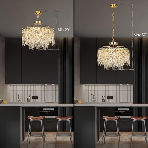 Modern 18" 6-Lights Modern Gold Crystal Chandeliers for Dining Room - Image 7