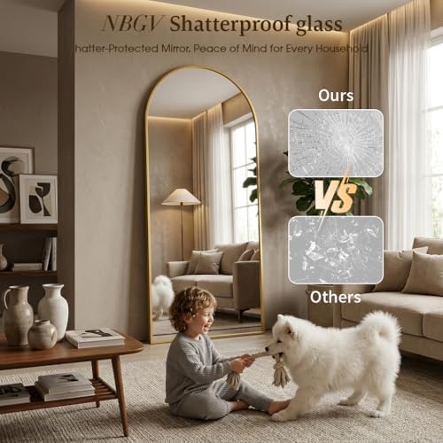 70"x27" Floor Mirror Full Length, Arched Full Length Mirror with Stand, Large Full Body Mirrors for Bedroom Living Room or Cloakroom Gold - Image 4