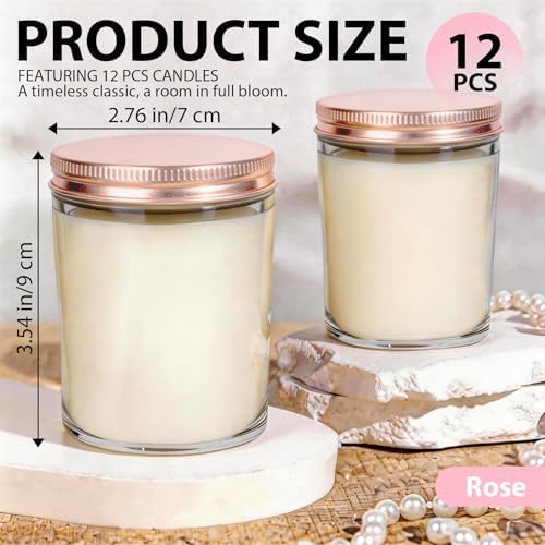 12 PCS 8oz Large Rose Scented Long Lasting Pure Soy Wax Candles | Relaxing Home Fragrance | Premium Bulk Gift Set | Wedding Favors, Spa, Hotel & Corporate Events - Image 2