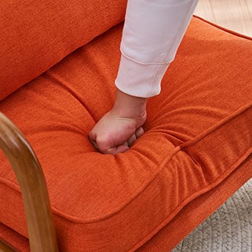 Bonnlo Burnt Orange Accent Chairs Set of 2, Upholstered Mid Century Modern Lounge Chairs Reading Chairs Side Sitting Chair Solid Wood Farmhouse Armchairs for Living Room, Bedroom, Guest Room - Image 3