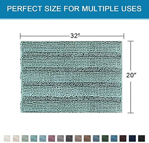 H.VERSAILTEX Bath Rugs for Bathroom Non Slip Bath Mats Extra Thick Chenille Striped Rug 20" x 32" Absorbent Non Skid Fluffy Soft Shaggy Washable Plush Mat for Indoor, Bath Room, Tub - Eggshell Blue - Image 2