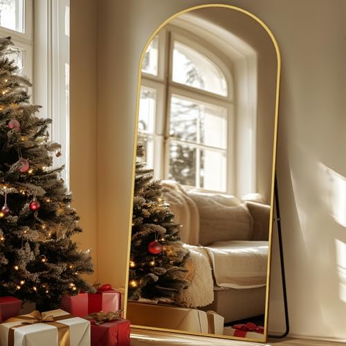 71"x32" Arched Full Length Mirror, Large Floor Mirror, Gold - Image 3