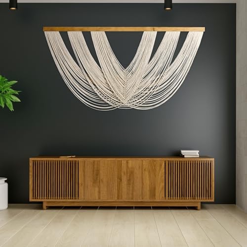 Knots & Beyond Extra Large Macrame Wall Hanging 59" x 33" – Premium Boho Tapestry for Above Bed or Couch, Handmade Yarn Wall Art, Modern Boho Wall Decor for Office, Bedroom, or Living Room, Neutral Fiber Textile Accent - Image 2