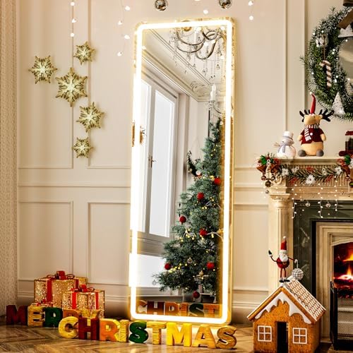 GLSLAND LED Mirror Full Length Standing, 64"x21" Full Body Floor Mirror by GLSLAND