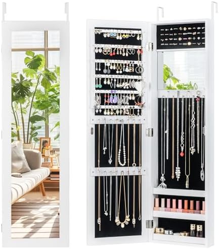 GIANTEX Wall or Door Mounted Jewelry Cabinet with Full Length Mirror by Giantex