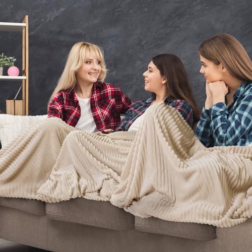 Buryeah 6 Pcs Flannel Blankets Bulk,Fall Outdoor Wedding, Beige - Image 4