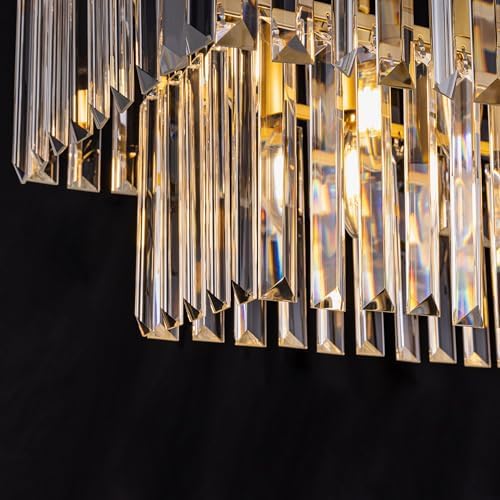 Wellmet Black Chandelier 40 inch, 11-Light Modern Rectangular Crystal Chandelier Ceiling Hanging, Linear Chandeliers Light Fixture for Living Room, Dining Room, Bedroom, Kitchen Island - Image 4