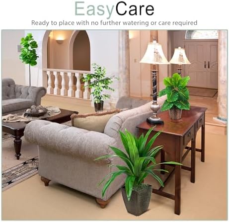 LCG Florals Set of 4 Ficus Trees in Copper Metal Pots with Real-Wood Trunks - Indoor and Outdoor Faux Plants for Patio, Living Rooms, Offices & Kitchens - Image 5