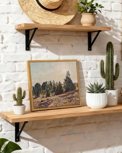 InSimSea Framed Canvas Wall Art, Vintage Pine Landscape Art for Living Room Hallway Shelf, 10x8in, Impressionist Pastoral Painting, Rustic Farmhouse Cozy Mid Century Small Nature Decor - Image 2
