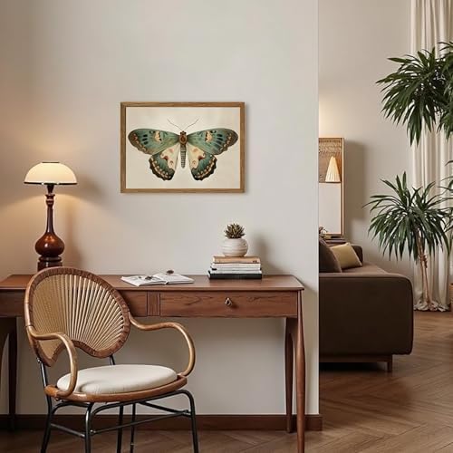 AVECCO Vintage Green Butterfly Decor Framed Wall Art Canvas 12x16 inch - Image 2