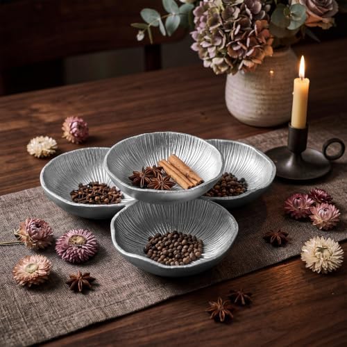 2 Pack Cluster of 4 Serving Trays Silver Small Resin Cluster Bowl - Image 4