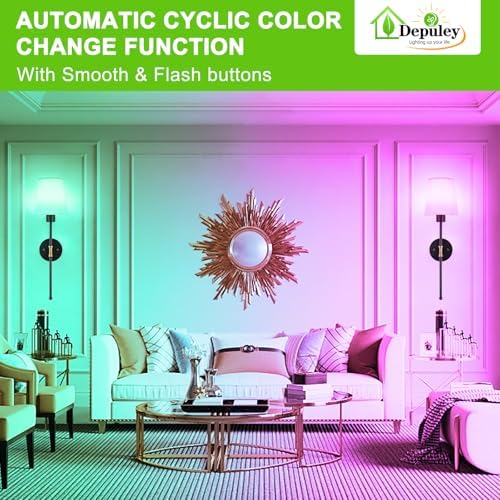 Depuley Battery Operated Wall Sconce: Set of 2 Wireless Wall Lights with Remote for Bedroom - Rechargeable 15 Colors Black and Gold Wall Lamp for Living Room Hallway - Image 4
