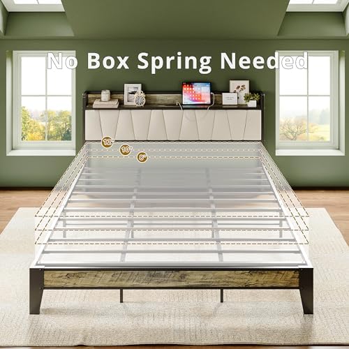 LIKIMIO California King Bed Frame with Storage Headboard & Charging Station - Image 5