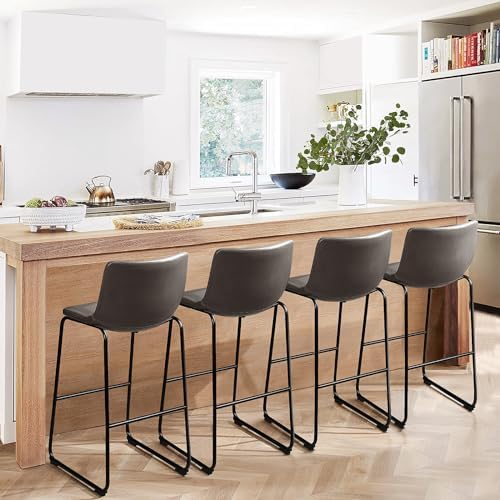 Waleaf 30 Inch Counter Height Bar Stools Set of 4, Faux Leather Bar Chairs by Waleaf