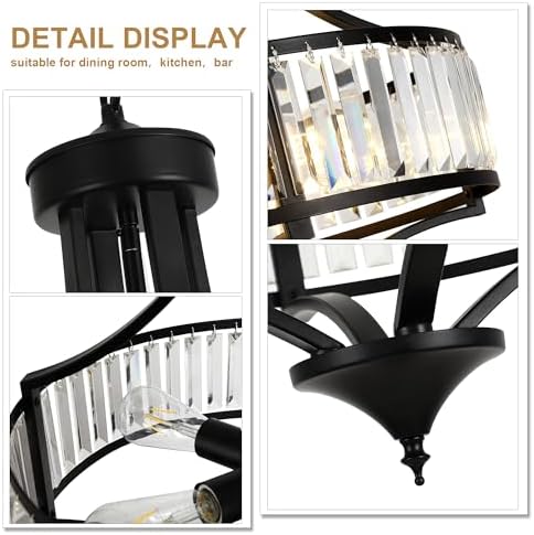 CNRATYE 5-Light Black Crystal Chandelier for Dining Room, Modern Farmhouse - Image 7