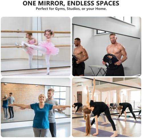 Home Gym Mirror for Wall, 48x28x2PCS Frameless Full Length Mirror, Black - Image 3