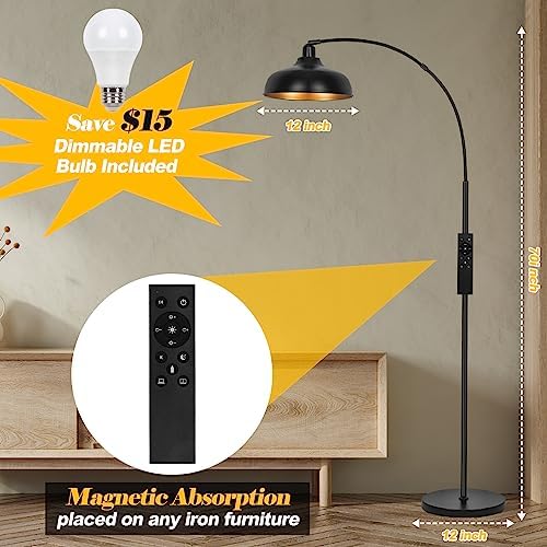 Arch Floor Lamps with Remote, Dimmable Floor Lamp 70” Black Tall Lamp - Image 5