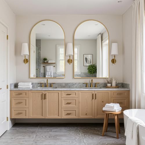 FICTOR 30" x 50" Arched Bathroom Vanity Mirror for Over Sink, Gold - Image 6
