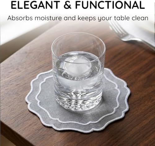 Linen Coasters for Drinks, Set of 6, 4.5 inch, Grey - Image 5