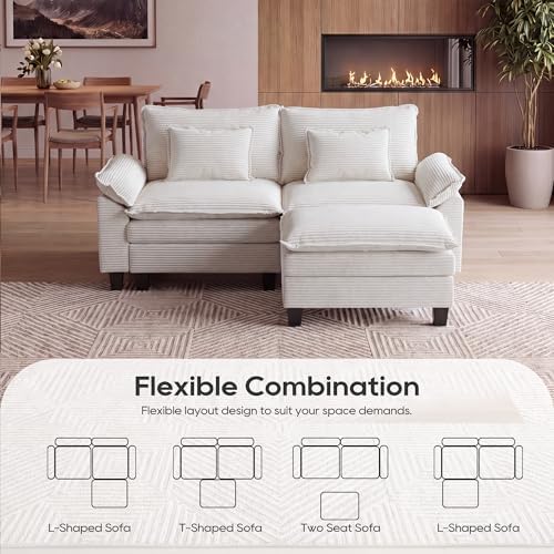 URRED Oversized Modular Sectional Sofa，Solid Beige：87" L Shaped - Image 4