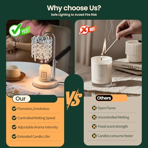 Candle Warmer Lamp with Timer Dimmer Adjustable Height for New Home Bedroom,Vintage Home Decor for Scented JaR 3 Bulbs for New Home Decor, Women Mom Christmas Birthday Gifts, Silver (Silver) - Image 6