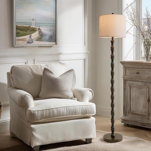 BOBOMOMO 62" Rustic Farmhouse Floor Lamp Dark Brown with Remote & Dimmable 9W Bulb, 3 Color Temperatures Resin Standing Lamp, Retro Tall Lamp for Living Room, Bedroom, Nursery, Office, Reading Nook - Image 5