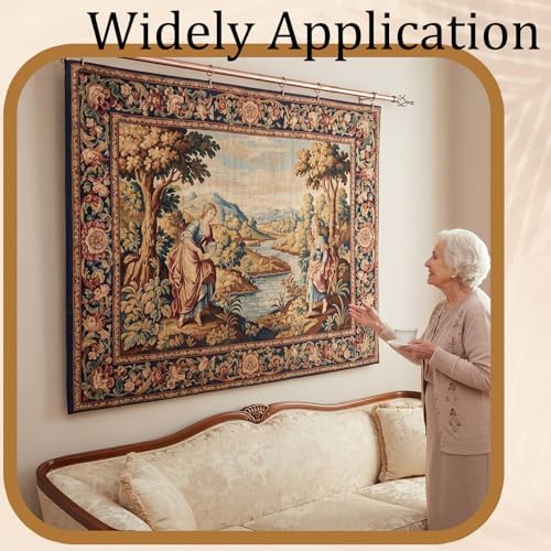 Marsui Quilt Hanger for Wall Display, Spiral Cap Tapestry Rod 32"-79",Brass - Image 3