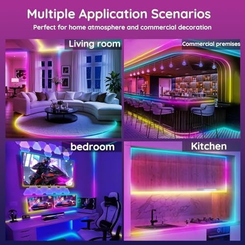 FBZ 120Ft Led Rope Lights, Flexible Neon Lights Control with App/Remote, Multiple Modes, IP65 Outdoor RGB Waterproof, Music Sync Gaming Light Strip for Bedroom Decor - Image 3