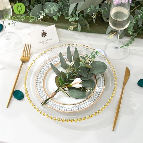Alecono 25pcs Mixed Eucalyptus Leaves Stems Bulk, 4 Kinds Artificial Greenery Stems Faux Sliver Dollar Fake Greenery for Centerpieces Wedding DIY Bouquets Floral Arrangement Party Decor - Image 4