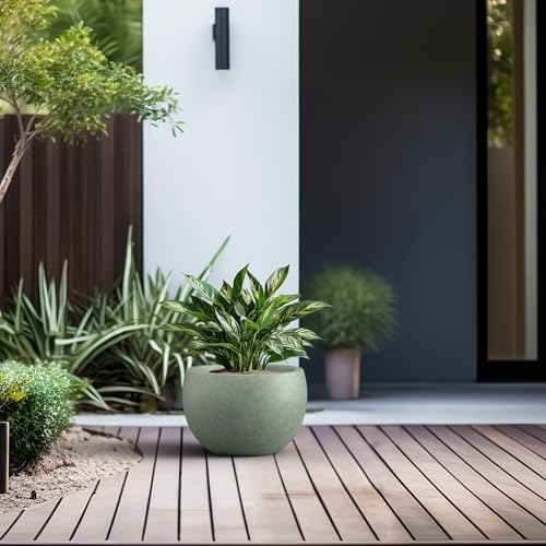Kante Large Round Bowl Mint Green Concrete Planter 19.9" Dia, Outdoor - Image 4